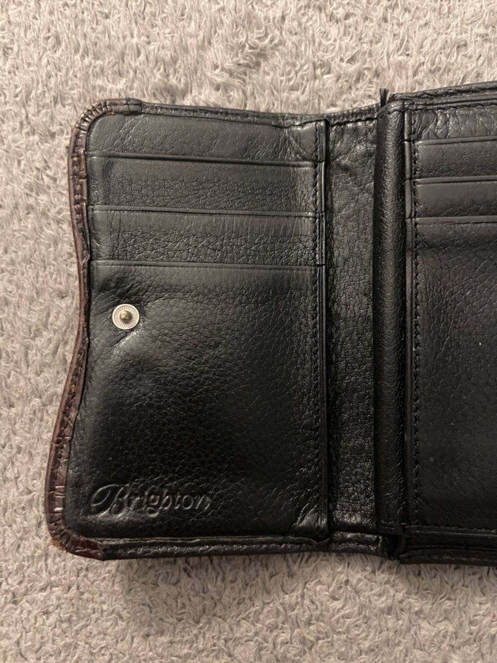 Brighton Black and Brown Leather Wallet with Decorative Silver Accent - Picture 6 of 7